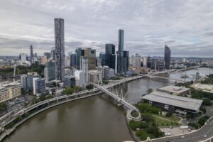 Aerial view of Brisbane city skyline illustrating business succession planning in Australia