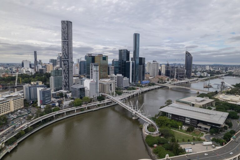Aerial view of Brisbane city skyline illustrating business succession planning in Australia