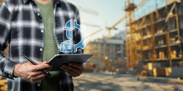 Engineer analyzing retention payments in construction site